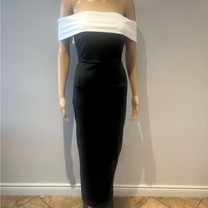 SHEIN Black and White Off-the-Shoulder Sheath Dress